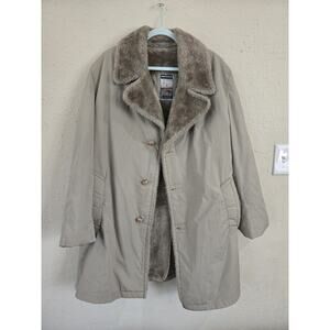 Vintage 60s Mighty Mac Out O’Gloucester Mens Coat Fur Lined Jacket Trench 42 L
